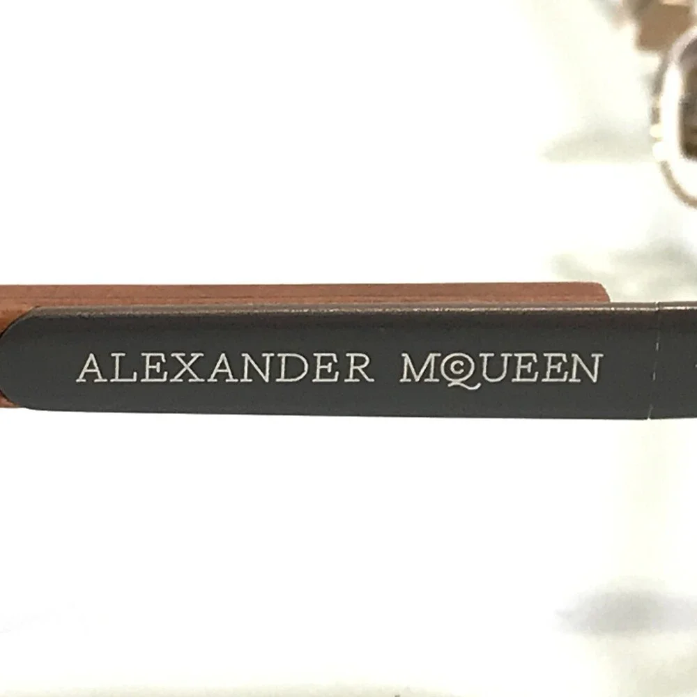 Alexander McQueen Eyeglasses Frames AMQ4183 WCX Matte Gold Brown Wood 53-18-135